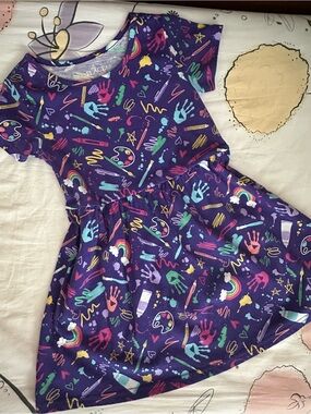 Place Purple Paint & Handprint Art Girls' Dress